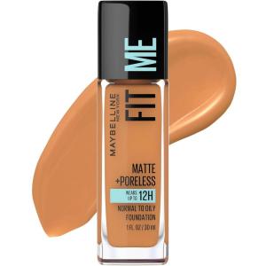 imageMaybelline Fit Me Matte  Poreless Liquid OilFree Foundation Makeup Cappuccino 1 Count Packaging May Vary334 WARM SUN