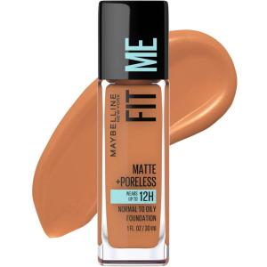 imageMaybelline Fit Me Matte  Poreless Liquid OilFree Foundation Makeup Cappuccino 1 Count Packaging May Vary338 SPICY BROWN