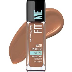 imageMaybelline Fit Me Matte  Poreless Liquid OilFree Foundation Makeup Cappuccino 1 Count Packaging May Vary358 LATTE