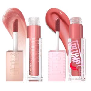 imageMaybelline Lifter Gloss and Lifter Plump Bundle Hydrating Pumping Lip Gloss in Shades Moon and Peach Fever Pack of 2Moon  Peach Fever