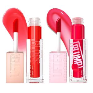 imageMaybelline Lifter Gloss and Lifter Plump Bundle Hydrating Pumping Lip Gloss in Shades Moon and Peach Fever Pack of 2Sweetheart  Red Flag