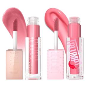 imageMaybelline Lifter Gloss and Lifter Plump Bundle Hydrating Pumping Lip Gloss in Shades Petal and Blush Blaze Pack of 2